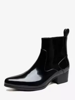 Bottines Chelsea pour hommes en cuir de vachette chic bottines courtes noires