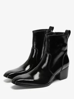 Bottines Chelsea pour hommes en cuir de vachette noir à bout carré et bottines courtes