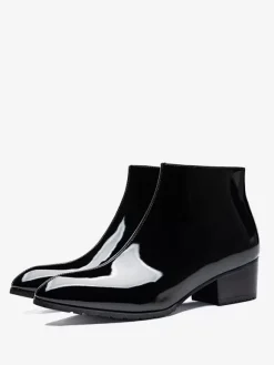 Bottines Chelsea pour hommes en cuir de vachette chic à bout pointu et bottines courtes noires