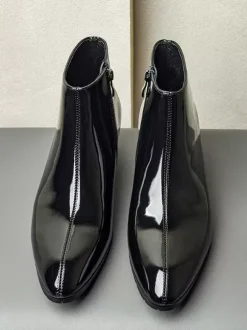 Bottines Chelsea pour hommes en cuir de vachette chic à bout pointu et bottines courtes noires