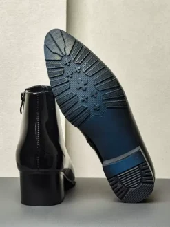 Bottines Chelsea pour hommes en cuir de vachette chic à bout pointu et bottines courtes noires