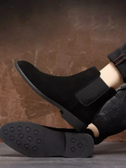 Bottines Chelsea pour homme à talon bas en cuir suédé et bout pointu disponibles en 5 couleurs