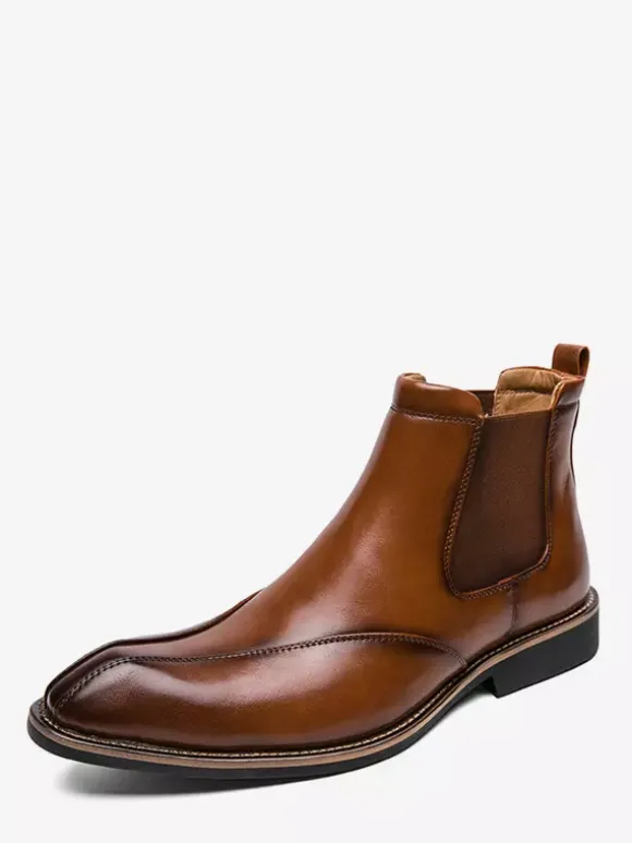 Bottines Chelsea rétro montantes en cuir pour homme chaussures décontractées