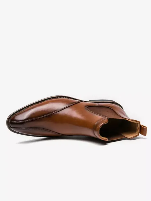 Bottines Chelsea rétro montantes en cuir pour homme chaussures décontractées