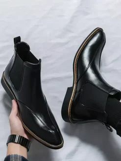 Bottines Chelsea rétro montantes en cuir pour homme chaussures décontractées