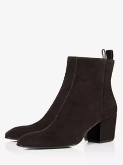 Bottines Chelsea à talons blocs pour hommes bottines noires en daim avec fermeture éclair pour robe de bal de promo