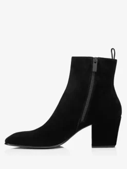 Bottines Chelsea à talons blocs pour hommes bottines noires en daim avec fermeture éclair pour robe de bal de promo