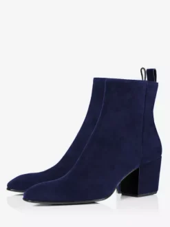 Bottines Chelsea à talons blocs pour hommes bottines noires en daim avec fermeture éclair pour robe de bal de promo