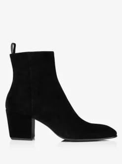 Bottines Chelsea à talons blocs pour hommes bottines noires en daim avec fermeture éclair pour robe de bal de promo
