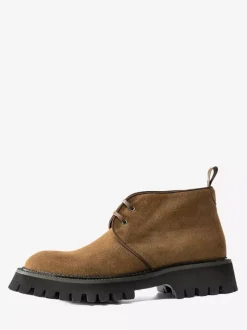 Bottines Chukka pour hommes semelle épaisse bout rond en daim et cuir