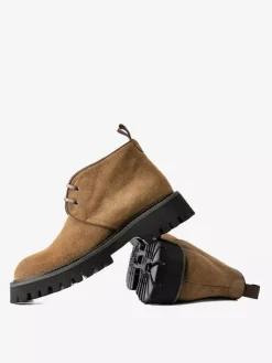 Bottines Chukka pour hommes semelle épaisse bout rond en daim et cuir