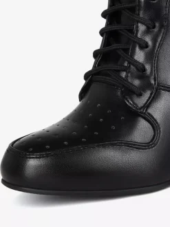 Bottines compensées noires à bout pointu et lacets pour femmes