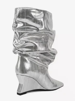 Bottines compensées noires pour femmes bout pointu motif pierre style slouchy