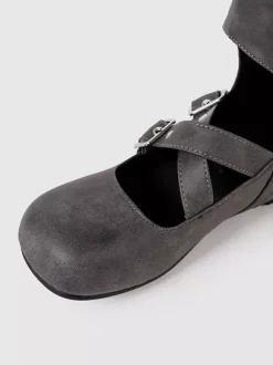Bottines de ballet plates à bout rond et boucle pour femme