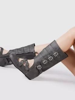 Bottines de ballet plates à bout rond et boucle pour femme