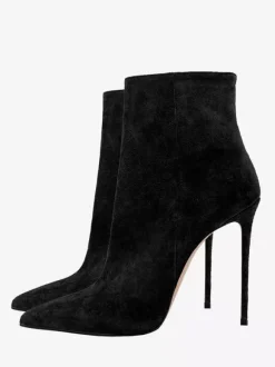 Bottines en daim à bout pointu et talon aiguille pour femmes