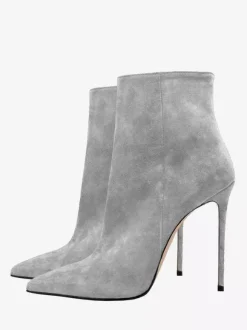 Bottines en daim à bout pointu et talon aiguille pour femmes
