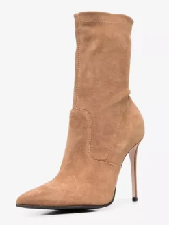 Bottines en daim à bout pointu et talons hauts pour femmes