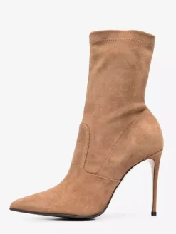 Bottines en daim à bout pointu et talons hauts pour femmes