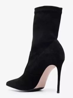 Bottines en daim à bout pointu et talons hauts pour femmes
