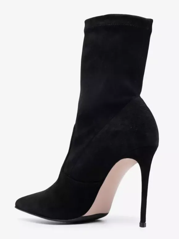 Bottines en daim à bout pointu et talons hauts pour femmes