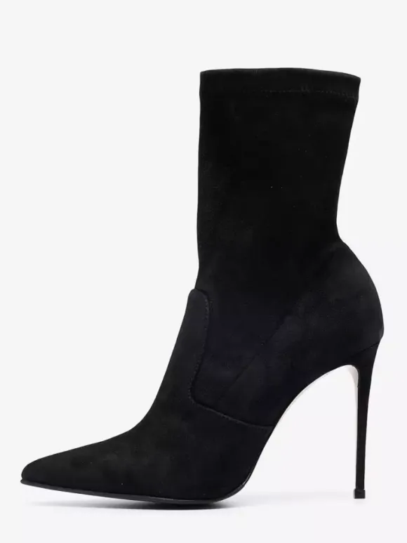 Bottines en daim à bout pointu et talons hauts pour femmes