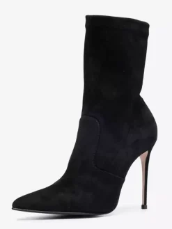 Bottines en daim à bout pointu et talons hauts pour femmes
