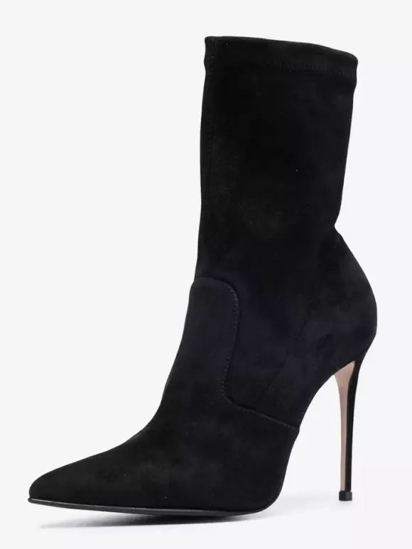Bottines en daim à bout pointu et talons hauts pour femmes