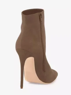 Bottines en daim marron à talons hauts et bout pointu pour femmes