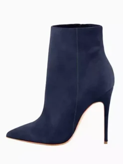 Bottines en daim marron à talons hauts et bout pointu pour femmes