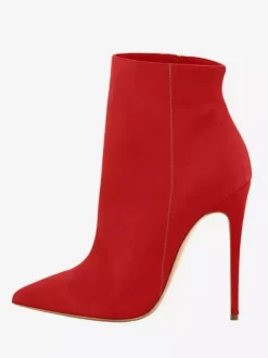 Bottines en daim marron à talons hauts et bout pointu pour femmes