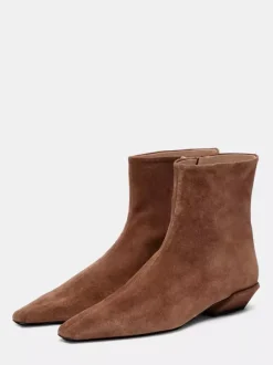 Bottines en daim pour femmes bottines à bout carré et talon épais