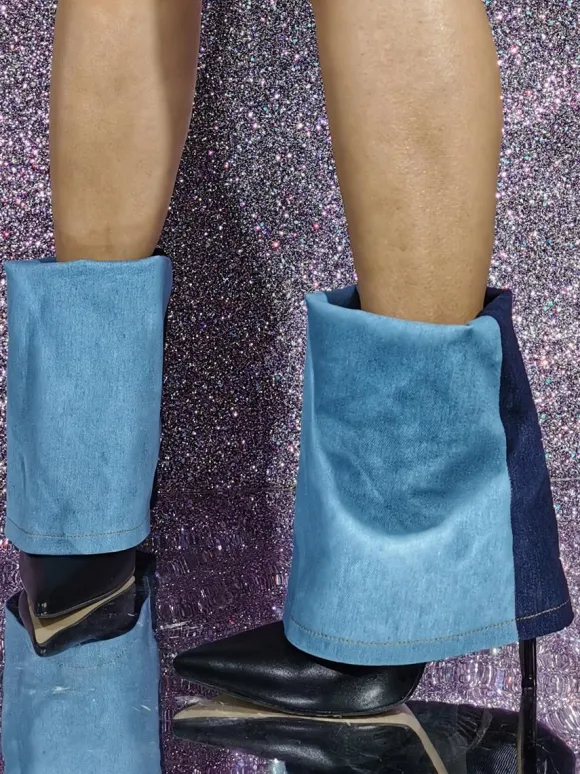Bottines en toile à bout pointu et talon aiguille pour femmes