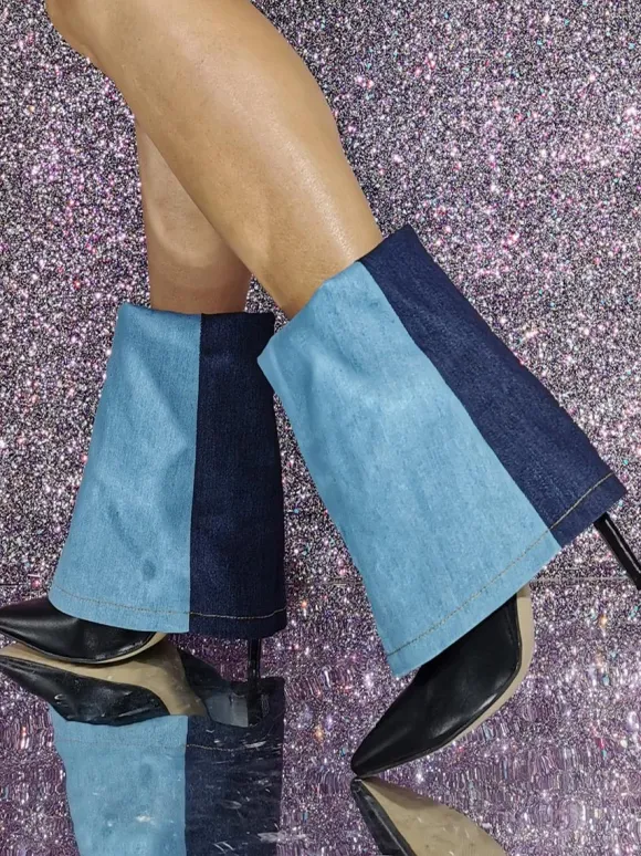 Bottines en toile à bout pointu et talon aiguille pour femmes