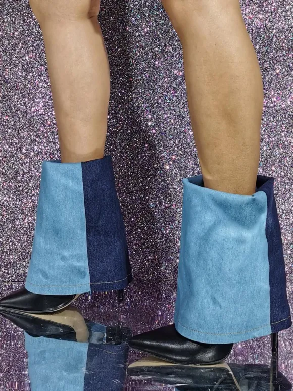 Bottines en toile à bout pointu et talon aiguille pour femmes