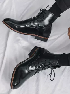 Bottines habillées pour hommes chaussures Oxford en cuir à bout pointu et talon bas chaussures formelles et décontractées