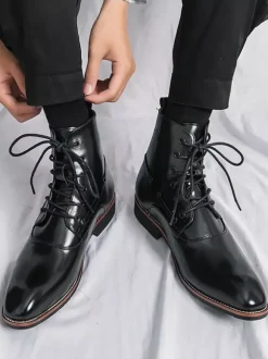 Bottines habillées pour hommes chaussures Oxford en cuir à bout pointu et talon bas chaussures formelles et décontractées