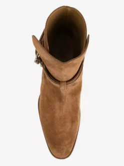 Bottines kaki en daim bout rond et boucle