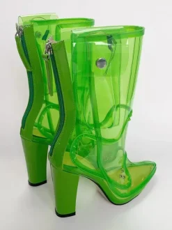 Bottines lumineuses sexy à bout pointu et talon épais sans batterie