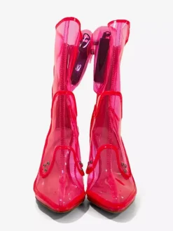 Bottines lumineuses sexy à bout pointu et talon épais sans batterie