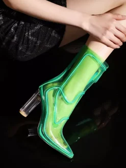 Bottines lumineuses sexy à bout pointu et talon épais sans batterie