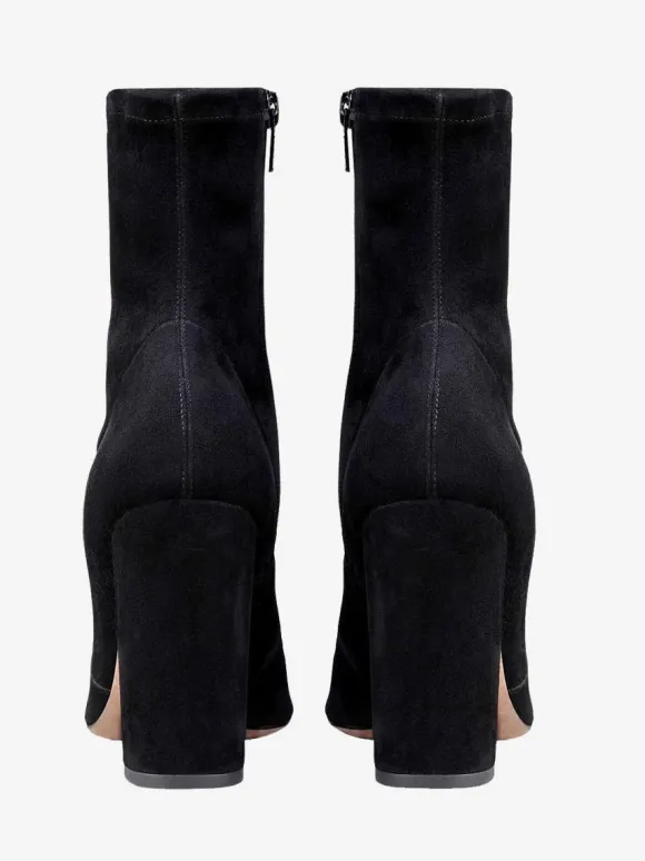 Bottines noires à bout pointu et talon épais pour femmes chaussures