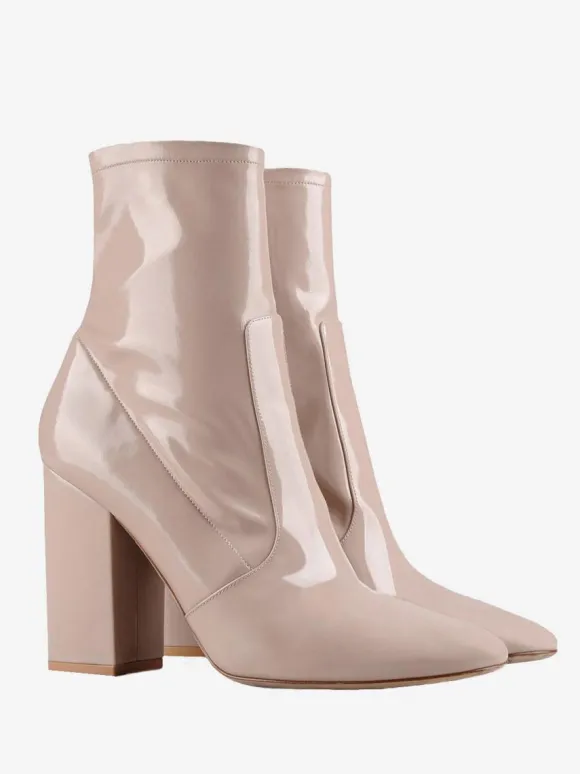 Bottines noires à bout pointu et talon épais pour femmes chaussures