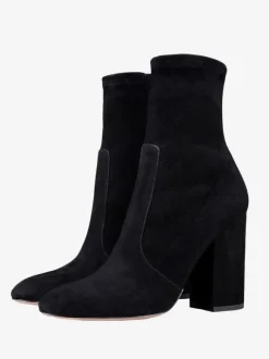Bottines noires à bout pointu et talon épais pour femmes chaussures