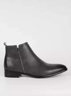 Bottines noires à bout rond pour homme plates et décontractées à enfiler