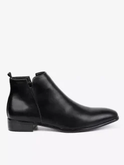 Bottines noires à bout rond pour homme plates et décontractées à enfiler
