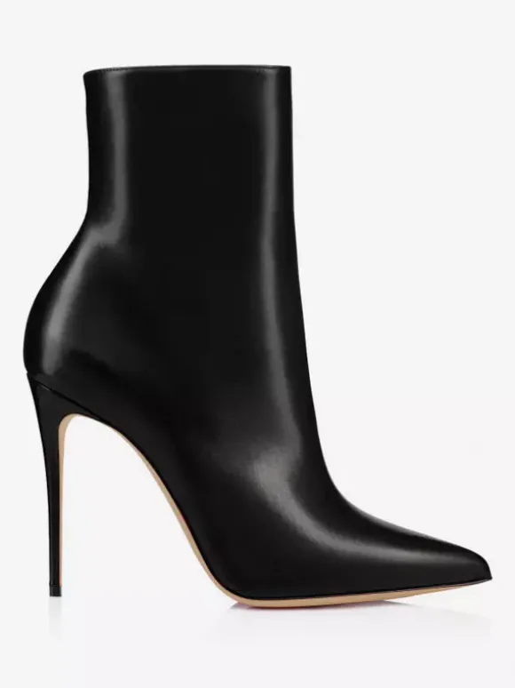 Bottines Noires Chaussures À Talons Aiguilles À Bout Pointu Pour Femmes