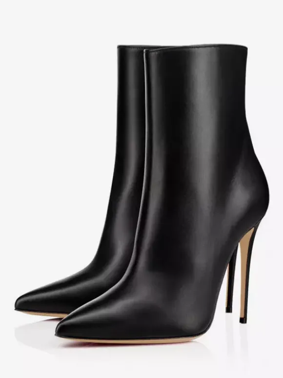 Bottines Noires Chaussures À Talons Aiguilles À Bout Pointu Pour Femmes