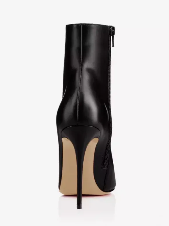 Bottines Noires Chaussures À Talons Aiguilles À Bout Pointu Pour Femmes