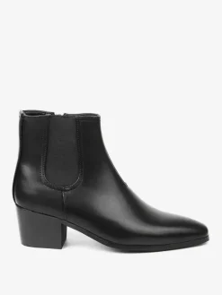 Bottines noires pour hommes bout pointu talon compensé style Chelsea